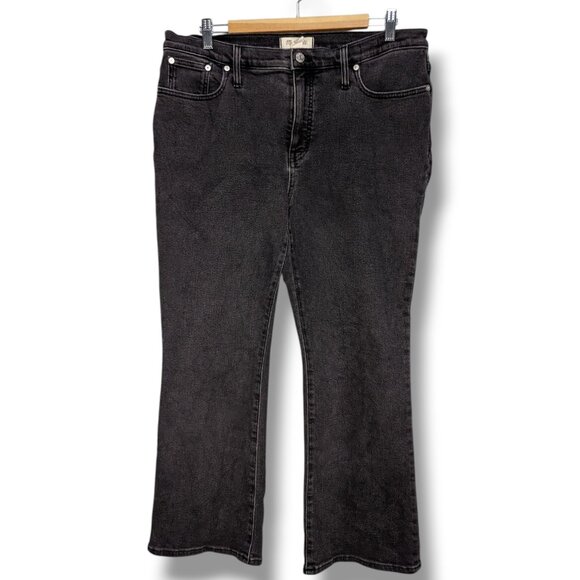 Madewell Mid-Rise Kick Out Jeans Dark Gray Black Size 32 Stretch - Picture 1 of 5
